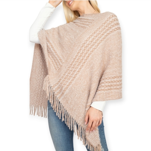 Poncho Sweater With Fringe - Picture 7 of 11